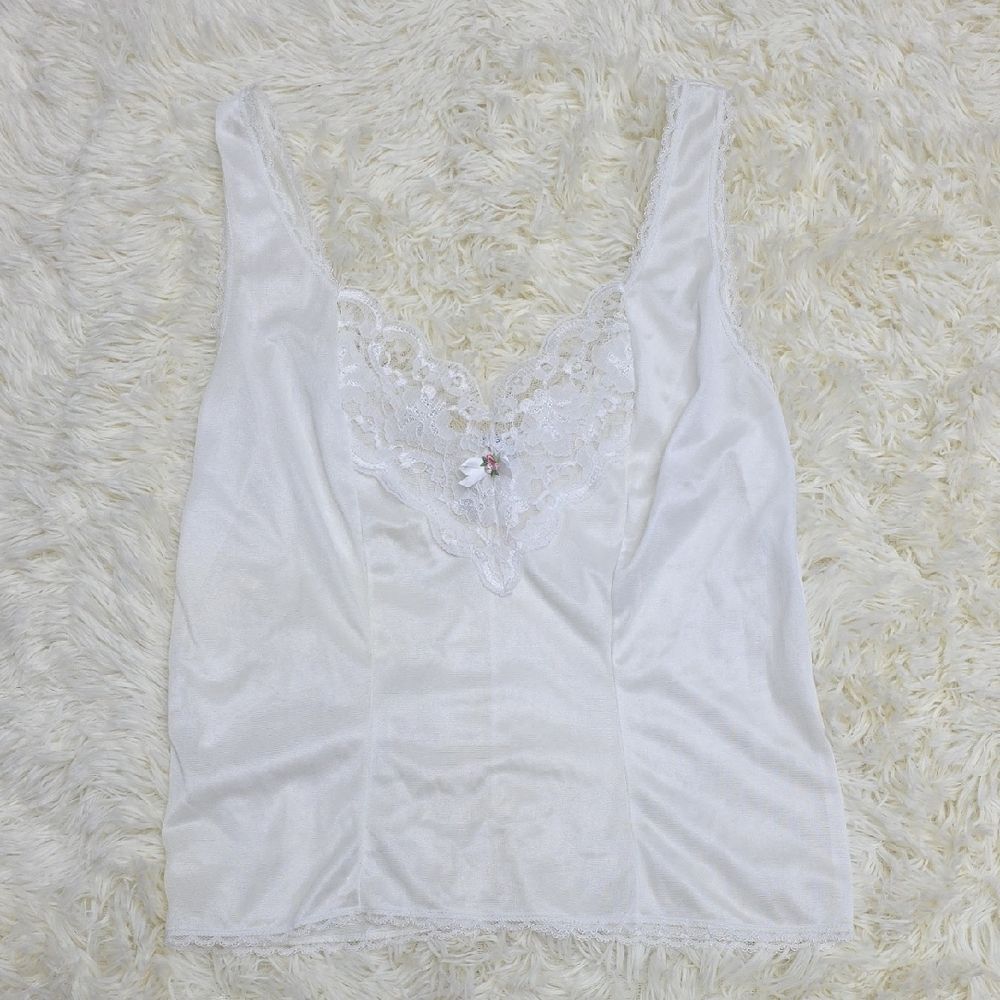 Ashley Taylor White Lace Trim Chemise